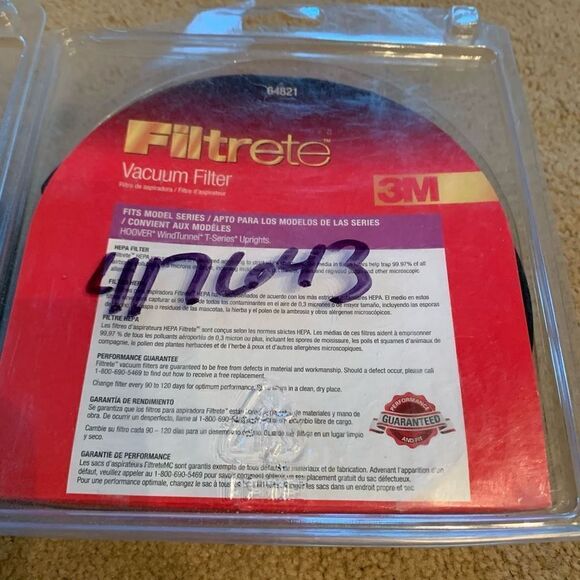2 3M Filtrate Hoover T-Series HEPA 64821 Vacuum Filters - Picture 6 of 6
